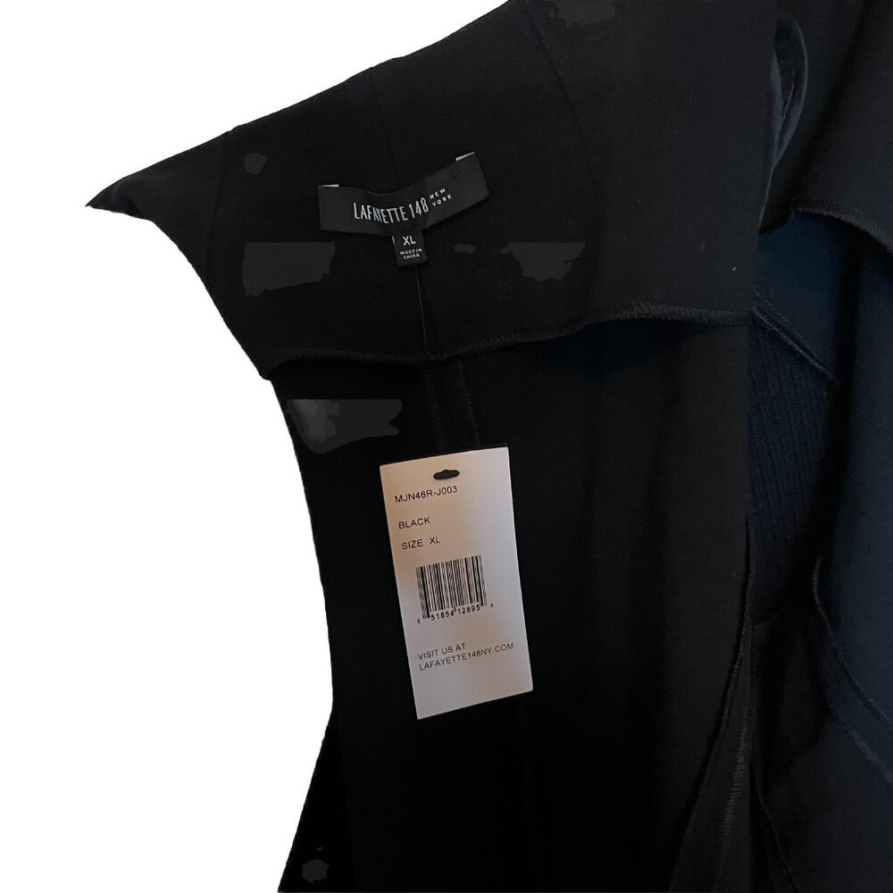 Lafayette 148 Jacket XL Womens New Black Asymmetric Folded Ruched Business - Picture 3 of 12
